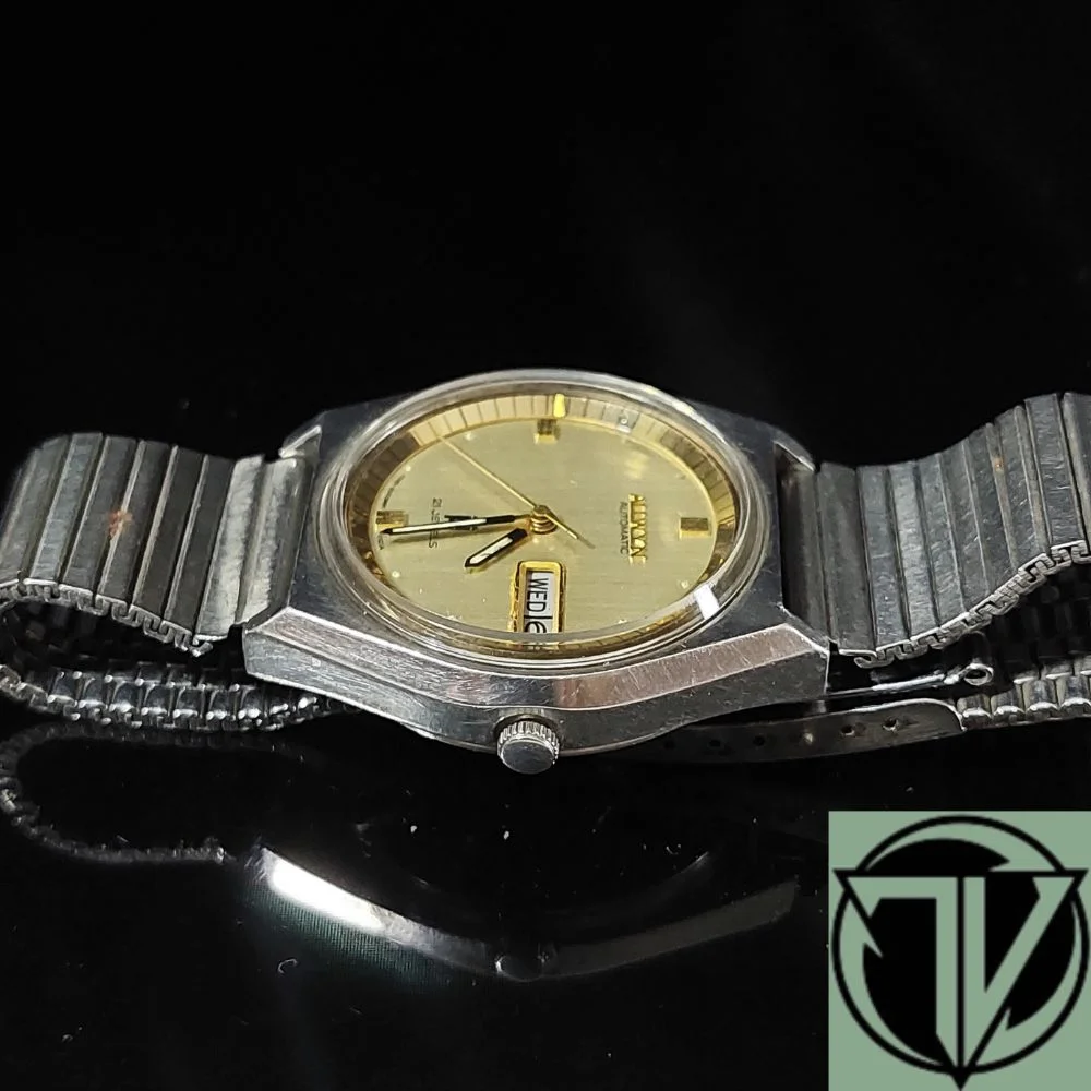 ALLWYN AUTOMATIC WIND 21Jewels Golden Dial Steel Men's Watch Case 35Mm  $30.00 - PicClick